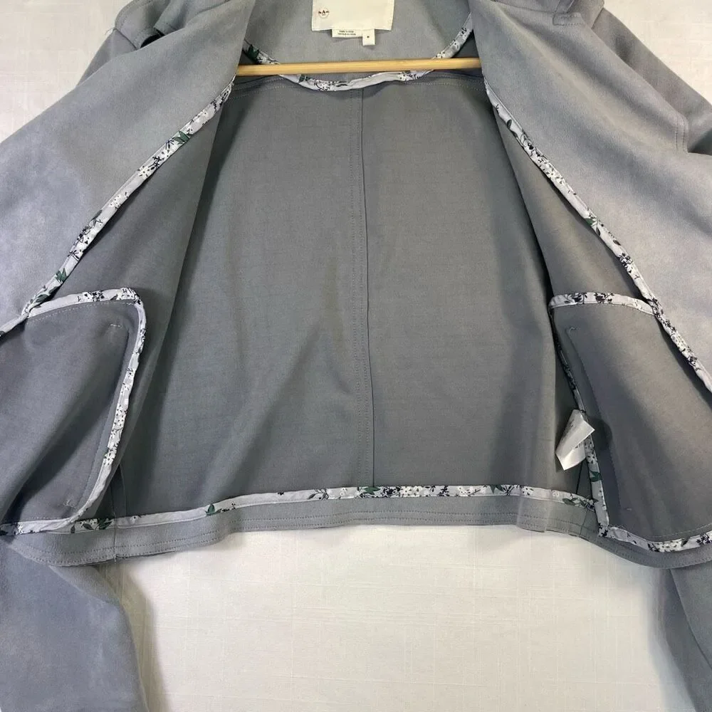 Anthropologie Gray Long Sleeve Open Cropped Stretch Moto Jacket Size Medium